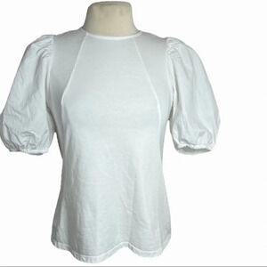 ANTHROPOLOGIE 
WHITE MIKI STATEMENT SLEEVE TOP BY VELVET